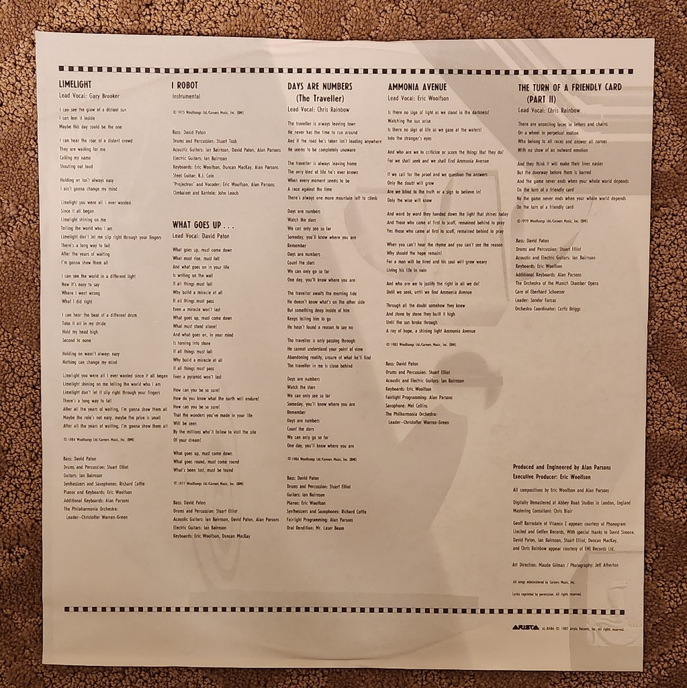 Alan Parsons Project 1987 Vinyl Record - Picture 3 of 7
